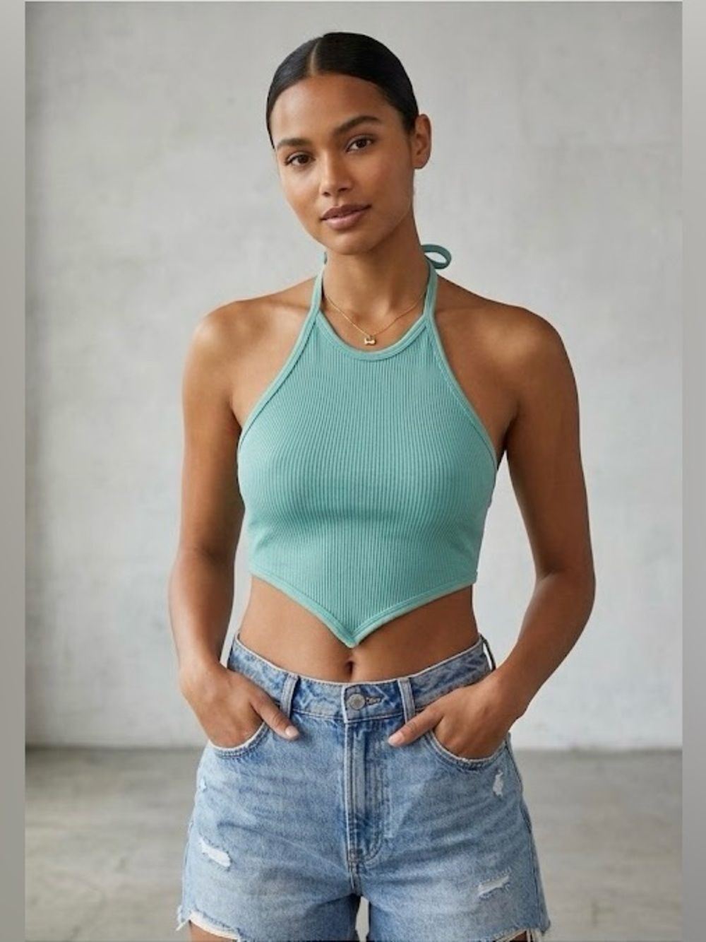 Urban Outfitters Out from Under Teal Halter Top XS-S Beachy Vacation Festival - Picture 1 of 10